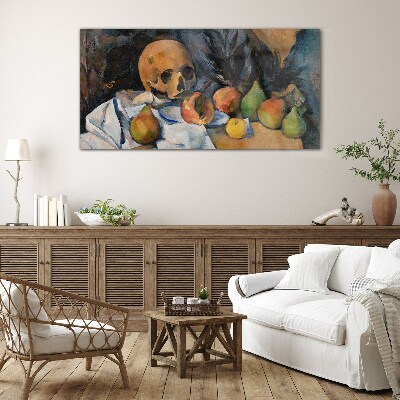 Still Life with Skull and Fruit Glass Wall Art