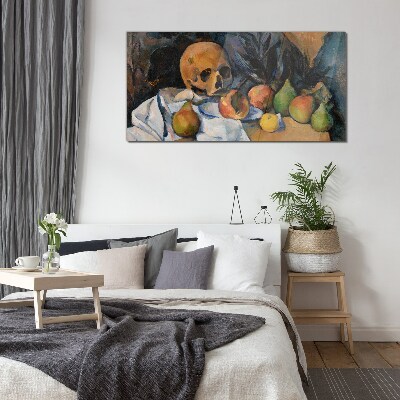 Still Life with Skull and Fruit Glass Wall Art