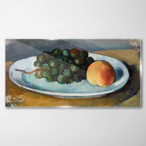 Fruit composition on a plate Glass Wall Art