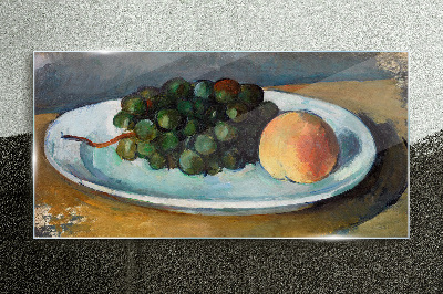 Fruit composition on a plate Glass Wall Art