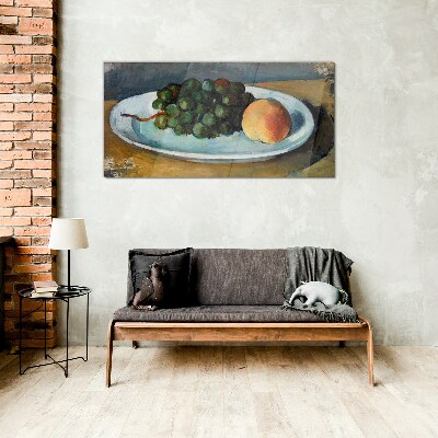 Fruit composition on a plate Glass Wall Art