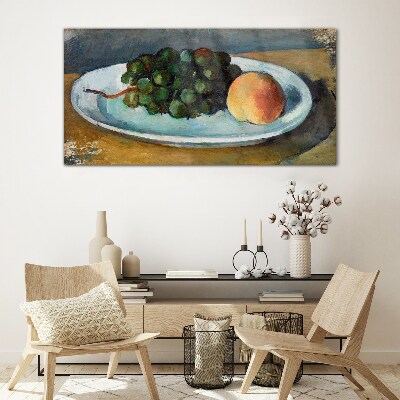 Fruit composition on a plate Glass Wall Art