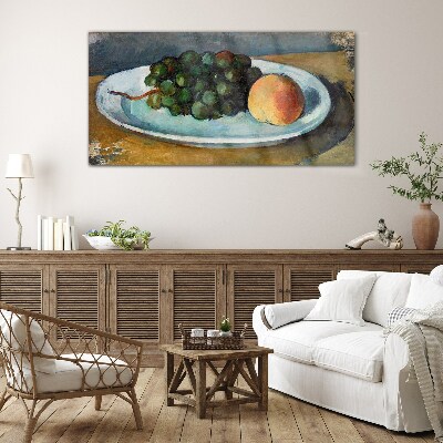 Fruit composition on a plate Glass Wall Art