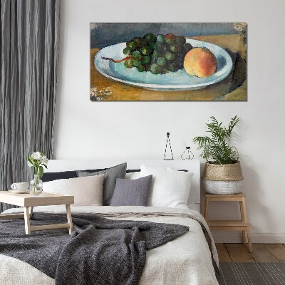 Fruit composition on a plate Glass Wall Art