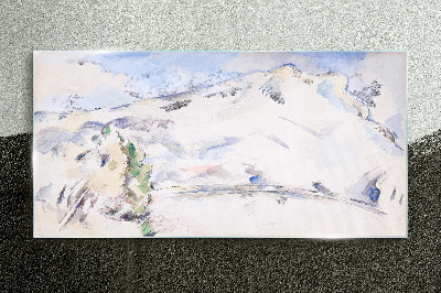 Mountain landscape in pastel shades Glass Wall Art
