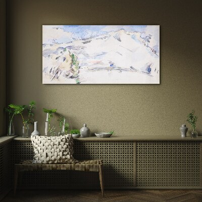 Mountain landscape in pastel shades Glass Wall Art