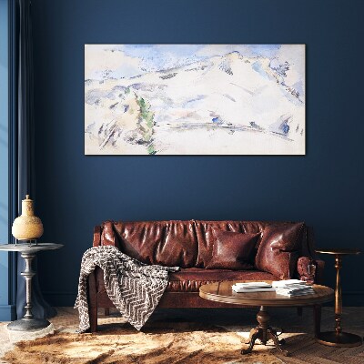 Mountain landscape in pastel shades Glass Wall Art