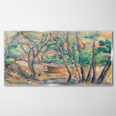 Landscape among the trees Glass Wall Art