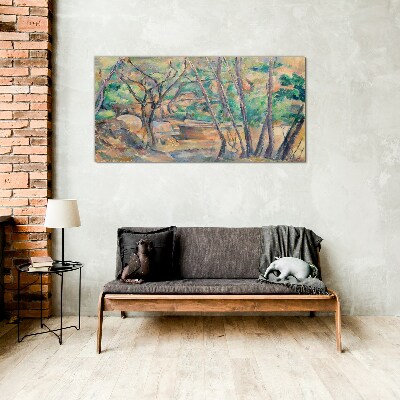 Landscape among the trees Glass Wall Art