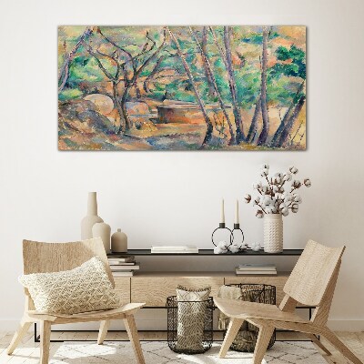 Landscape among the trees Glass Wall Art