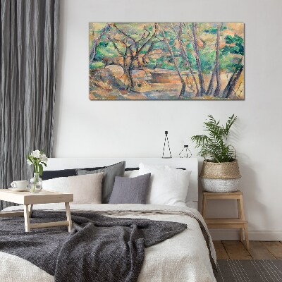 Landscape among the trees Glass Wall Art