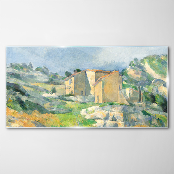 Houses on the hill Glass Wall Art