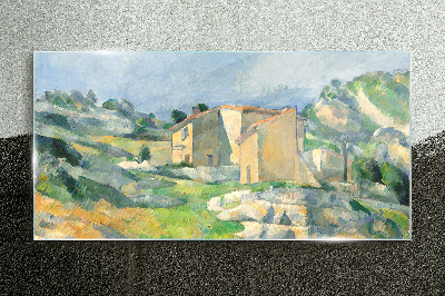 Houses on the hill Glass Wall Art