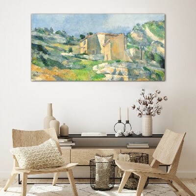 Houses on the hill Glass Wall Art