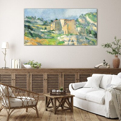 Houses on the hill Glass Wall Art