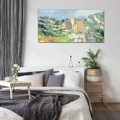 Houses on the hill Glass Wall Art