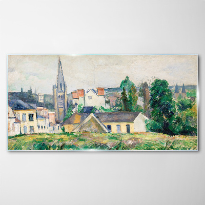 Rural landscape with a church Glass Wall Art