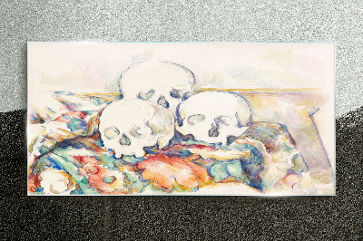 Floral Still Life with Skulls Glass Wall Art