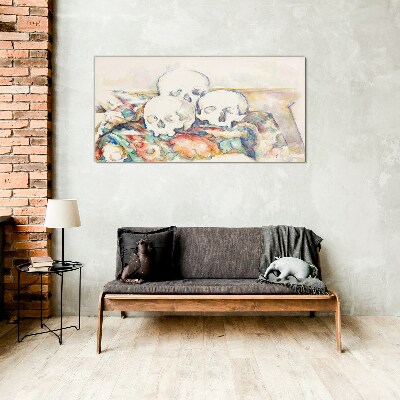 Floral Still Life with Skulls Glass Wall Art