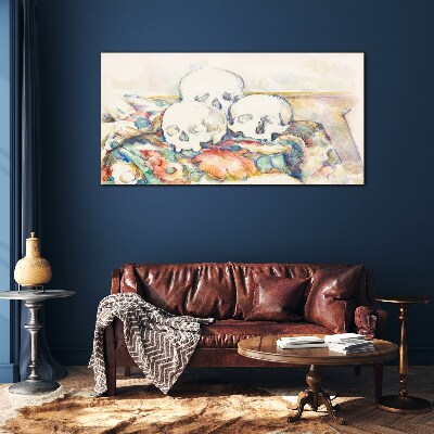 Floral Still Life with Skulls Glass Wall Art