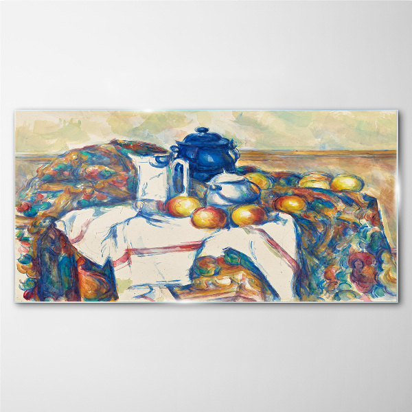 Still Life with a Blue Kettle Glass Wall Art
