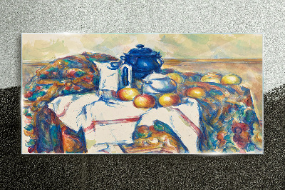 Still Life with a Blue Kettle Glass Wall Art