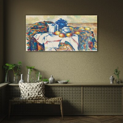 Still Life with a Blue Kettle Glass Wall Art