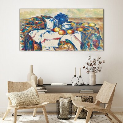 Still Life with a Blue Kettle Glass Wall Art