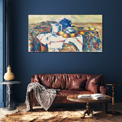 Still Life with a Blue Kettle Glass Wall Art