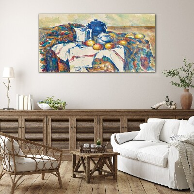 Still Life with a Blue Kettle Glass Wall Art