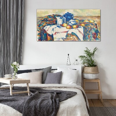 Still Life with a Blue Kettle Glass Wall Art