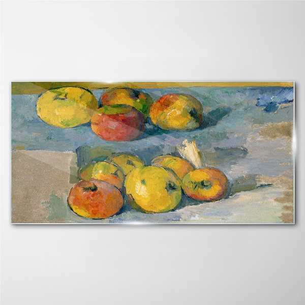 Still life with apples Glass Wall Art
