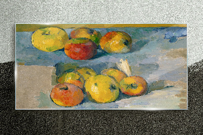 Still life with apples Glass Wall Art