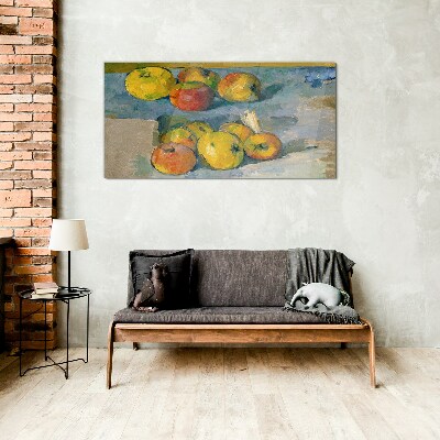 Still life with apples Glass Wall Art