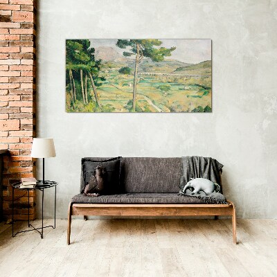 Landscape with trees Glass Wall Art