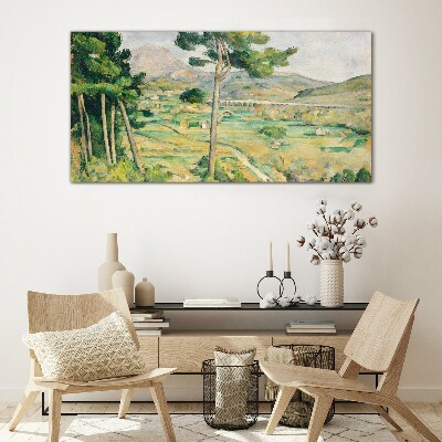 Landscape with trees Glass Wall Art