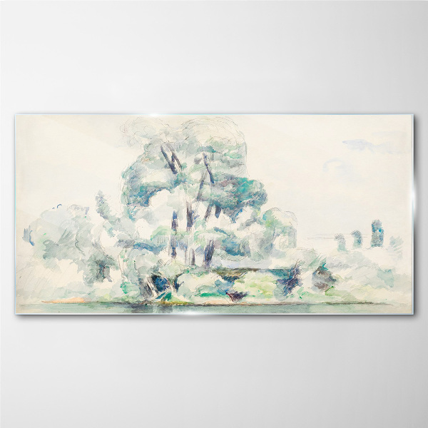 A peaceful landscape in pastel shades Glass Wall Art