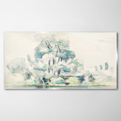 A peaceful landscape in pastel shades Glass Wall Art