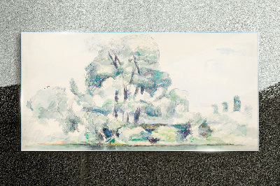 A peaceful landscape in pastel shades Glass Wall Art