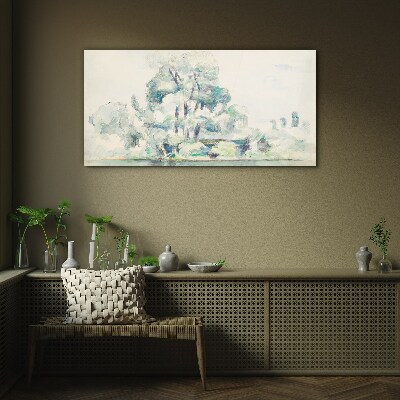 A peaceful landscape in pastel shades Glass Wall Art