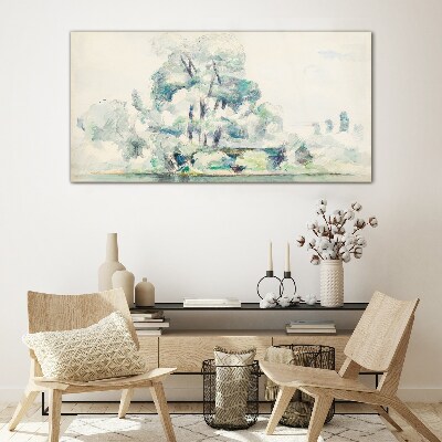 A peaceful landscape in pastel shades Glass Wall Art