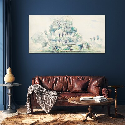 A peaceful landscape in pastel shades Glass Wall Art