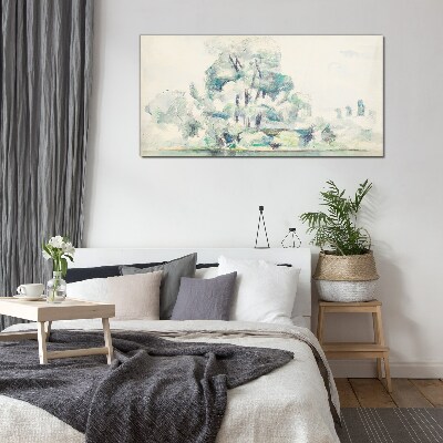 A peaceful landscape in pastel shades Glass Wall Art