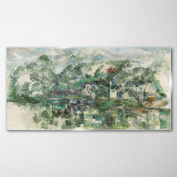 A peaceful landscape by the water Glass Wall Art