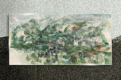 A peaceful landscape by the water Glass Wall Art