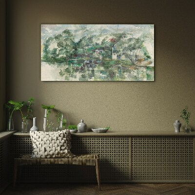 A peaceful landscape by the water Glass Wall Art