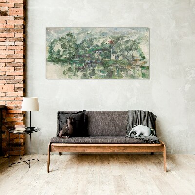 A peaceful landscape by the water Glass Wall Art