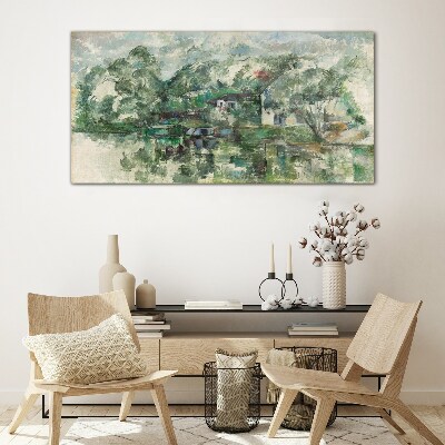 A peaceful landscape by the water Glass Wall Art