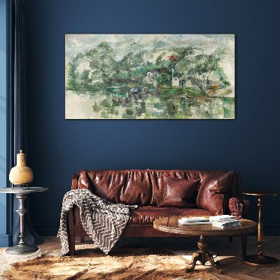 A peaceful landscape by the water Glass Wall Art
