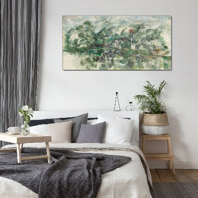 A peaceful landscape by the water Glass Wall Art